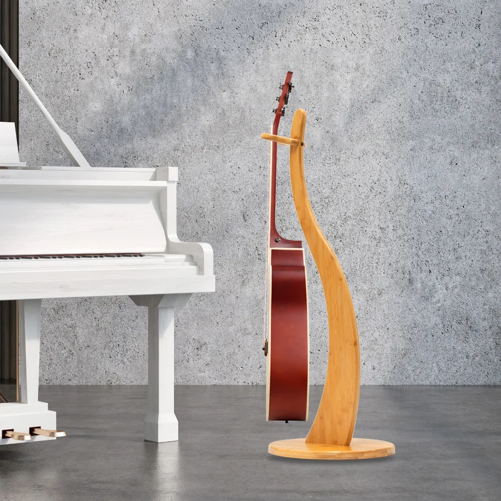 

Деревянная напольная подставка для гитары, изготовленная вручную из натурального бамбука, одинарная подставка для электрогитары, банджо, мандолины