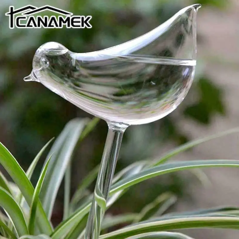 1pc Bird Shape Automatic Flower Watering Device Plant Waterer Self Watering Globes Hand Blown ClearPlastic Aqua Bulbs