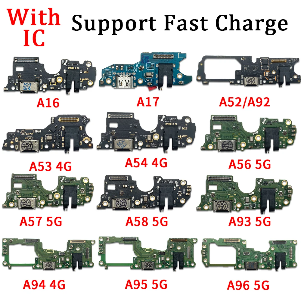 

USB Charge Dock Socket Jack Connector Flex Cable For Oppo A16 A17 A52 A92 A53 A55 A93S A56 A57 A58 A93 Charging Board Module