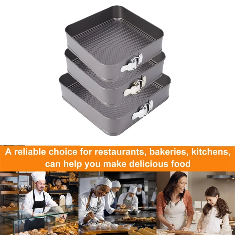 MLGB-Cheesecake Baking Pan Spring Non-Stick Metal Square Baking Mold Spring Pan Leak-Proof Removable Kitchen Mold