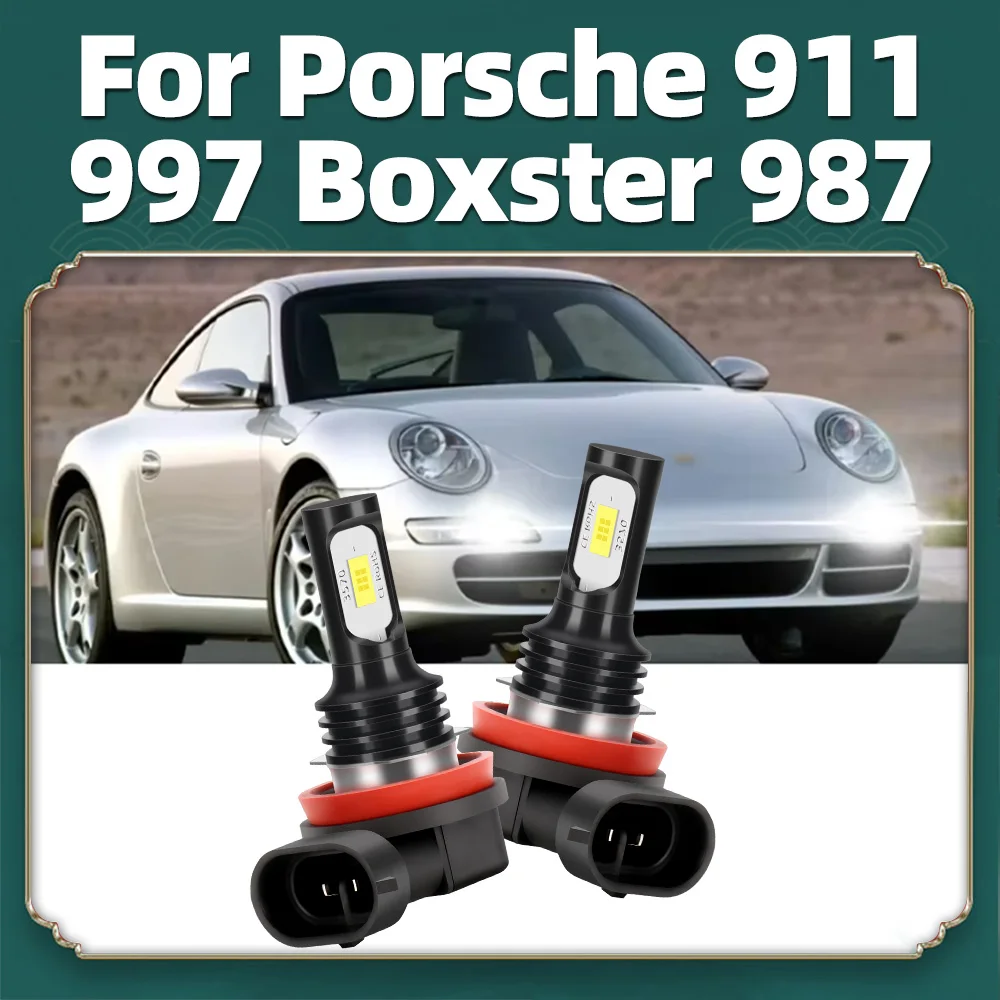 2Pcs LED Fog Light Bulb H8 Lamp 6000K For Porsche 911 997 2004-2012 Boxster 987 2004 2005 2006 2007 2008-2012 Car Accessories