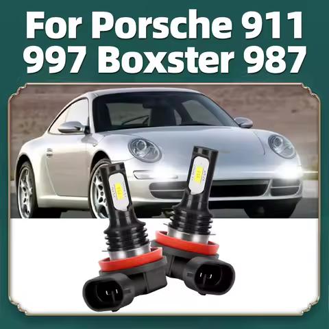 2Pcs LED Fog Light Bulb H8 Lamp 6000K For Porsche 911 997 2004-2012 Boxster 987 2004 2005 2006 2007 2008-2012 Car Accessories
