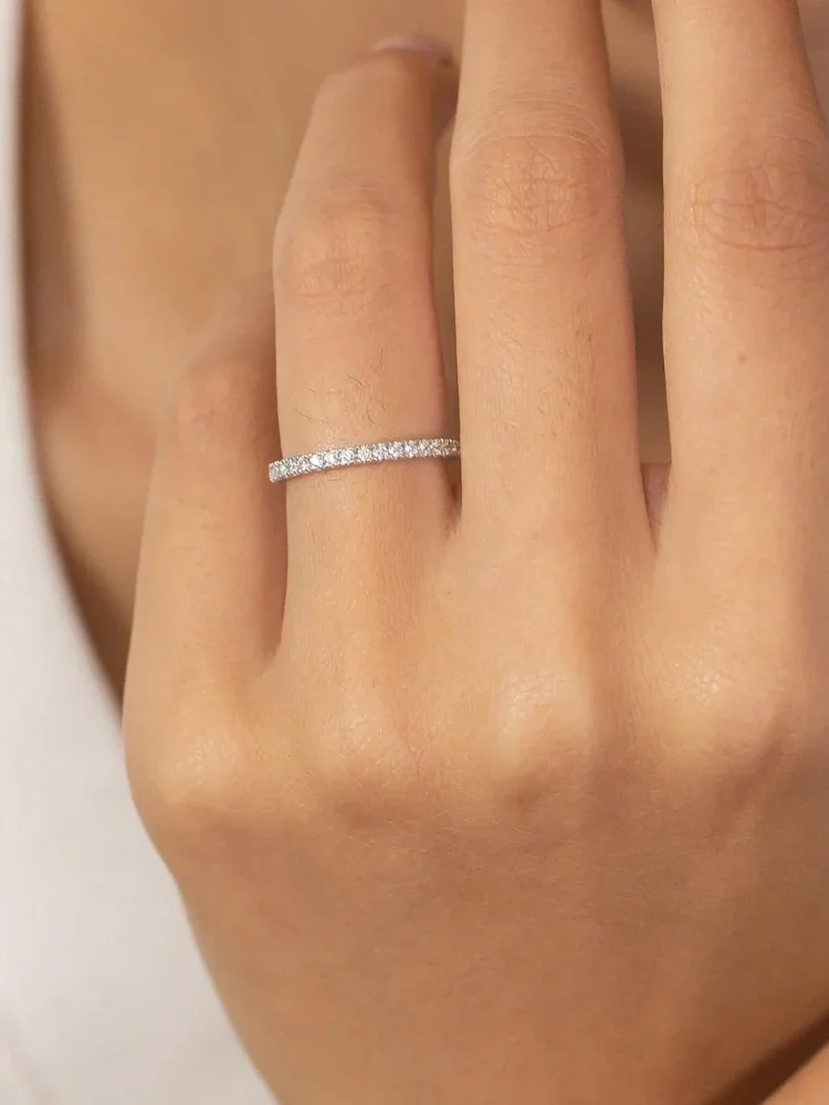 925 Sterling Silver Luxury Fashionable 1.4MM 1.6MM 1.8MM Full Zircon Ring For Women Engagement Wedding High Quality Fine Jewelry image 5