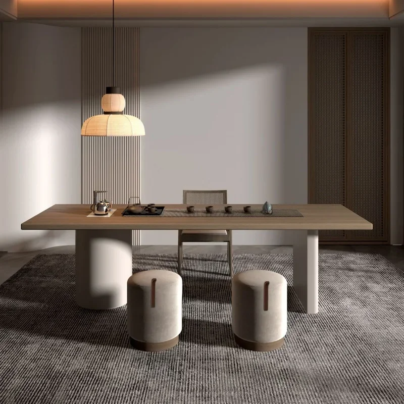 Wabi Sand Wind Yang Tea Table and Chair Combination Book Tea Tea Table Integrated Workbench