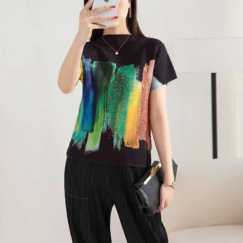 

Spring New Val Heavydu Women's Tirt ortsved Commute Sle round Ne Folded Hem ort Sve Polyester Fiber