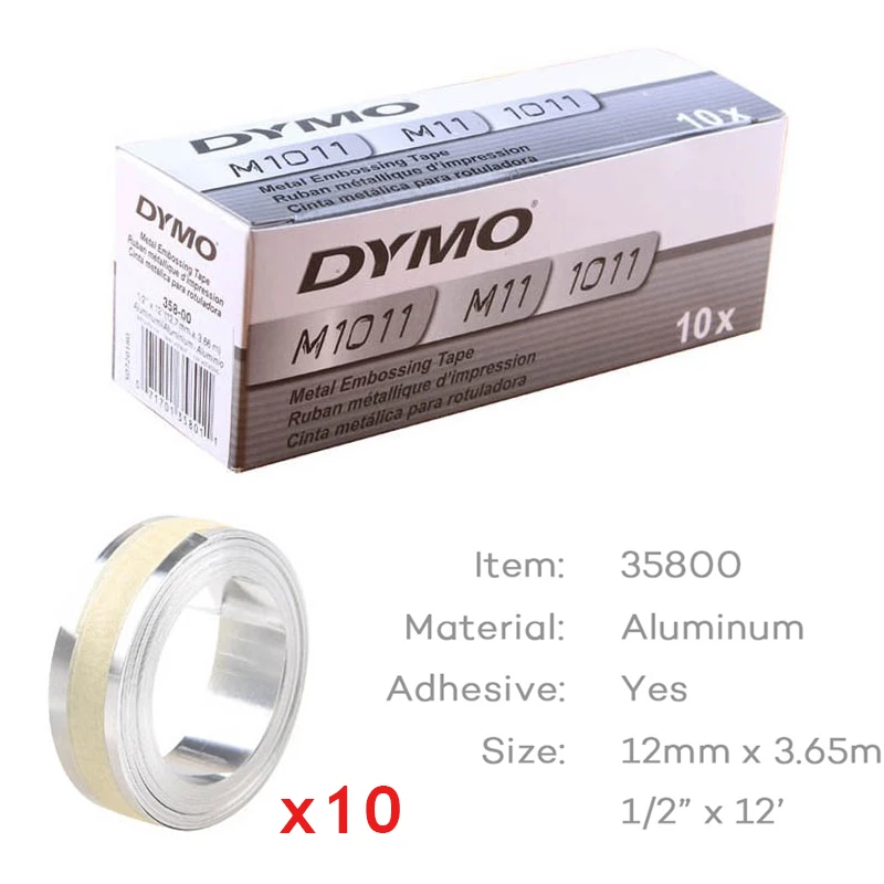 10 Rolls DYMO 32500 35800 31000 Embossing Metal Stainless Steel
