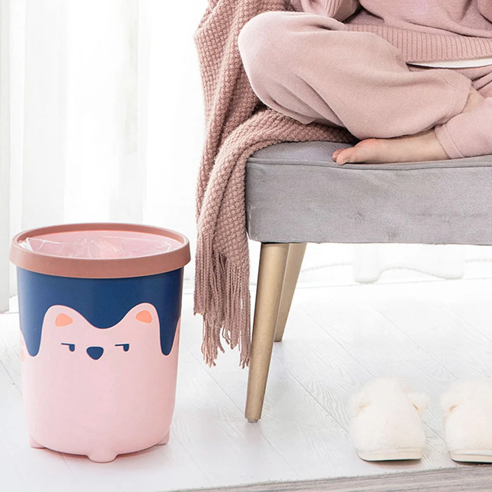 

Cute Trash Can for Bedroom Bathroom Kitchen Nursery Small Plastic Waste Basket Adorable Home Decor Dustbin Reliable Use
