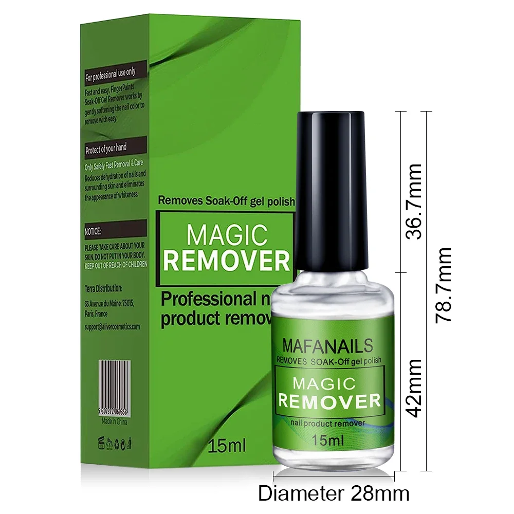 15ml/bottle Nail Gel Remover Polish Soak-Off 3 Minutes Quickly & Easily Removes Gel Polish 0.5fl.Oz Professional Non-Irritating