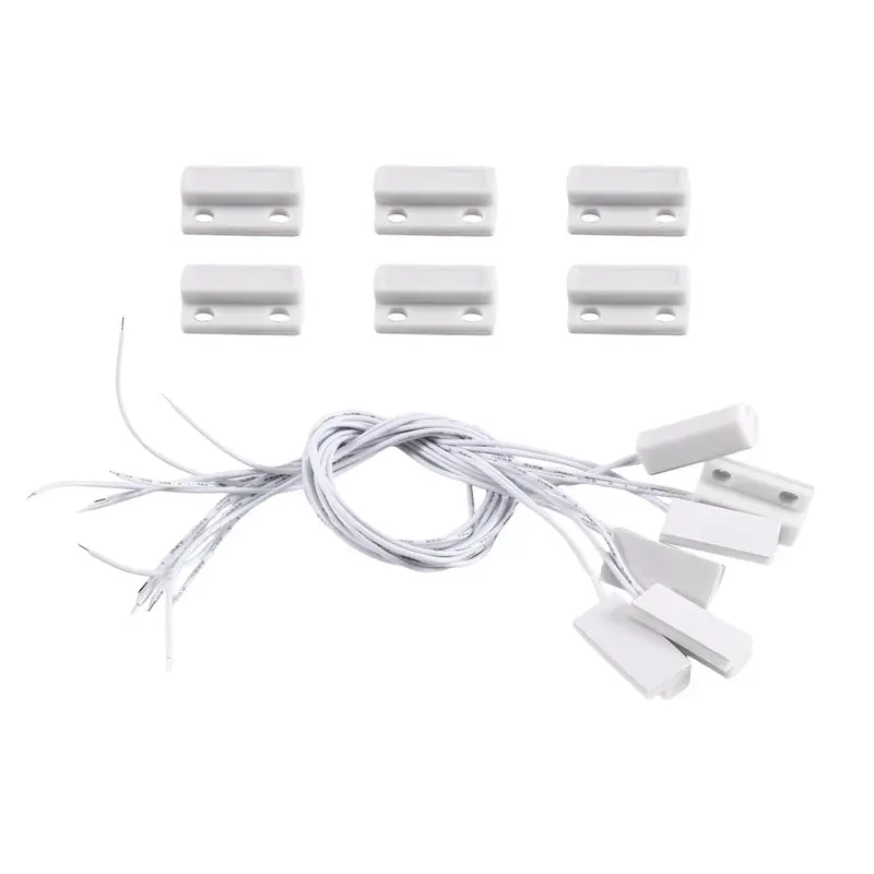6Pcs MC-38 Wired Door Window Sensor Magnetic Switch For Wired WIFI GSM Home Alarm System Normally Closed Nc