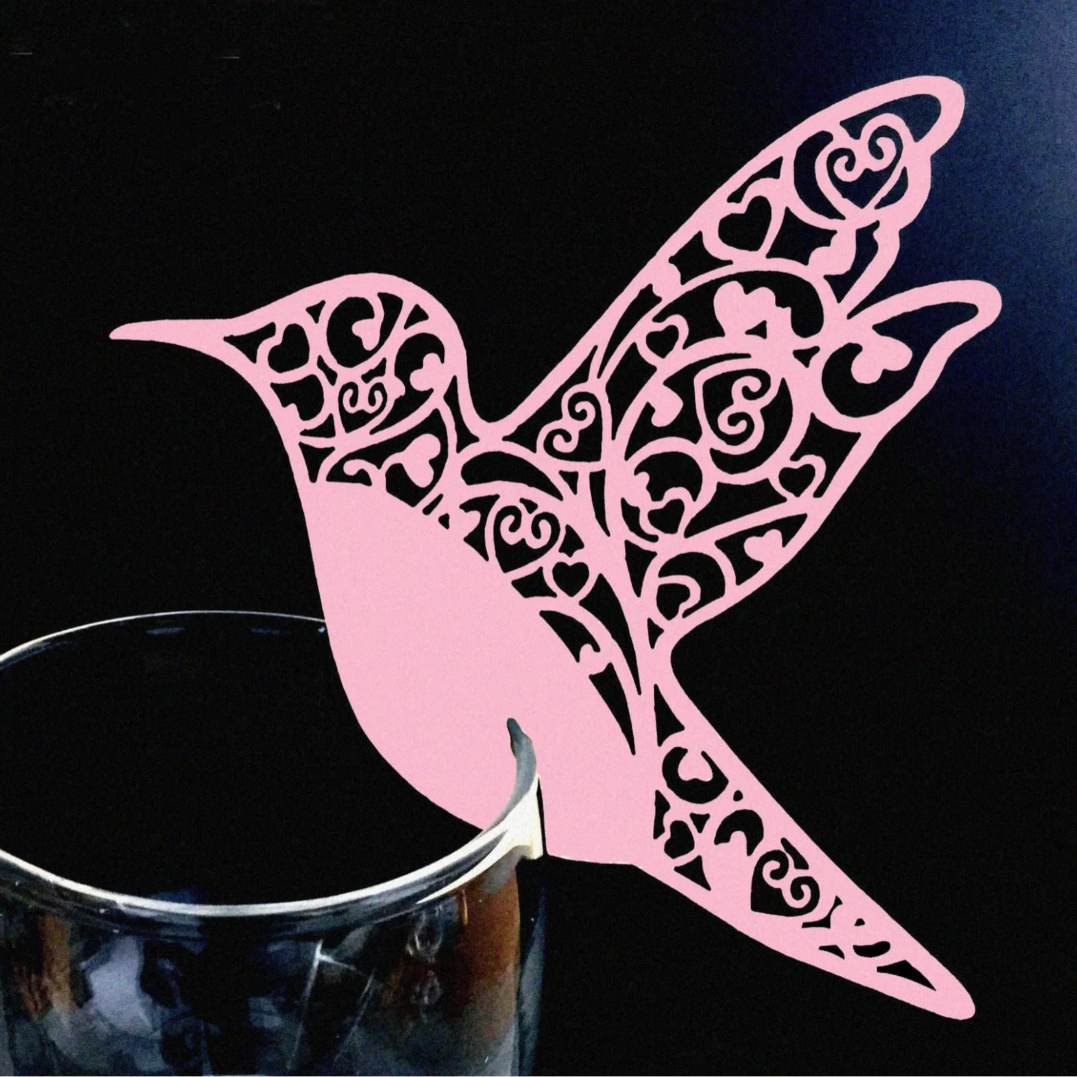 Wedding Decorative Empty Paper Cup Bird  Card Laser Cutting Wine Glass Decoration Wish Card White Flying Bird Design