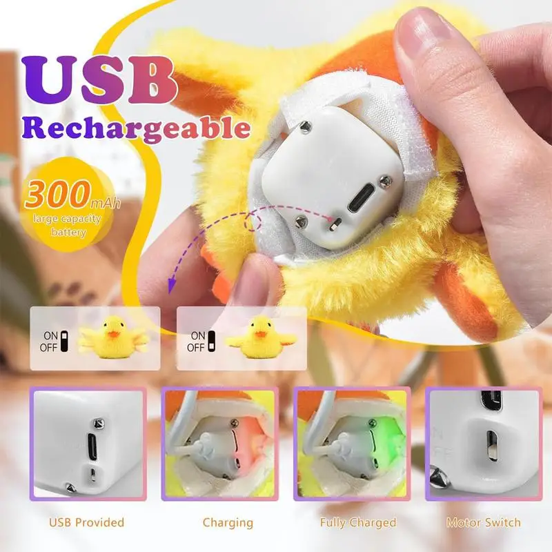 Flapping Duck Cat Toys Touch Activated  Interactive Electric Bird Toys Washable Cat Plush Toy Rechargeable Kitten Exercise Toy