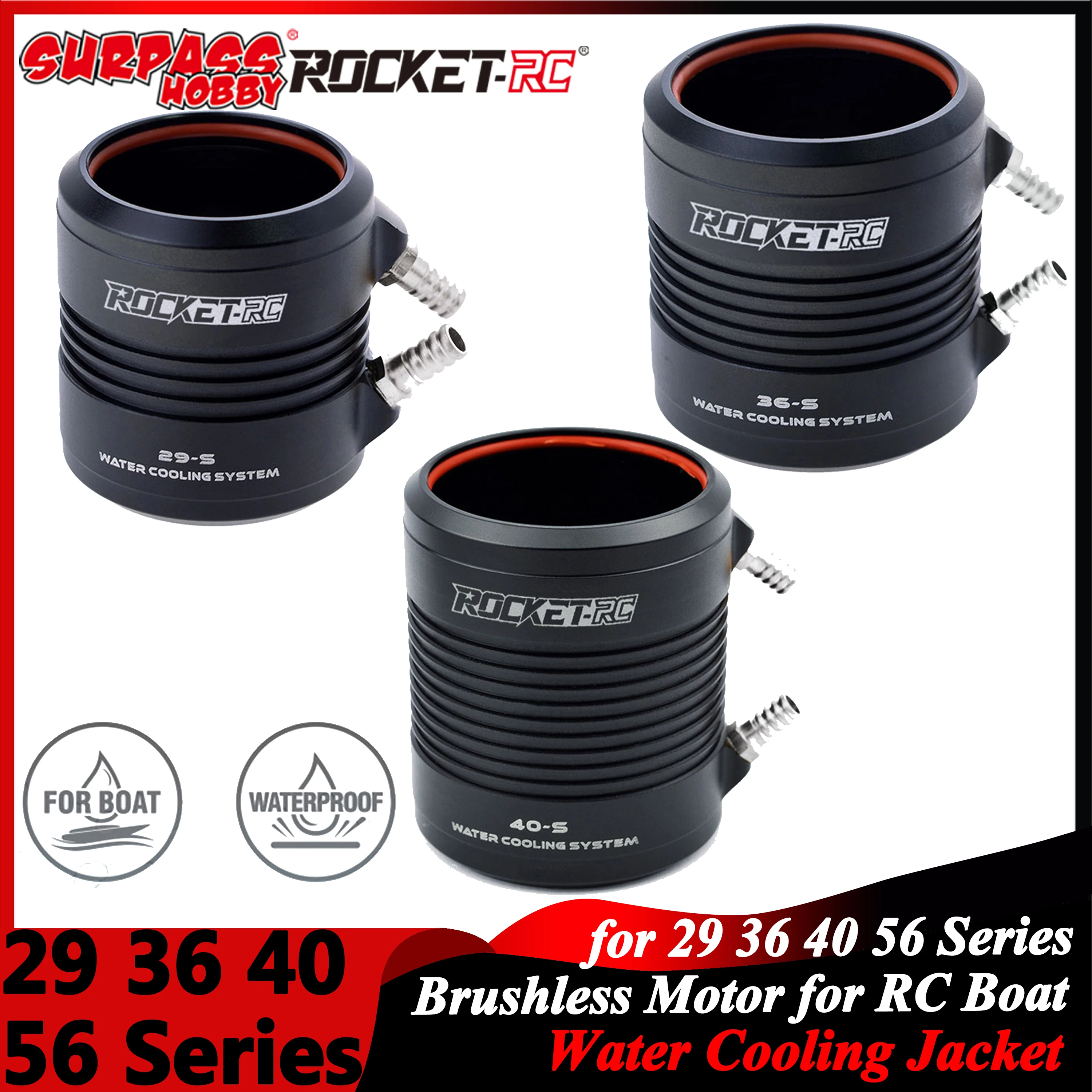 Surpass Hobby Rocket 29-S 29-L 36-S 36-L 40-S 40-L 56-S 56-L Water Cooling Jacket for 29 36 40 56 Series Brushless Motor RC Boat