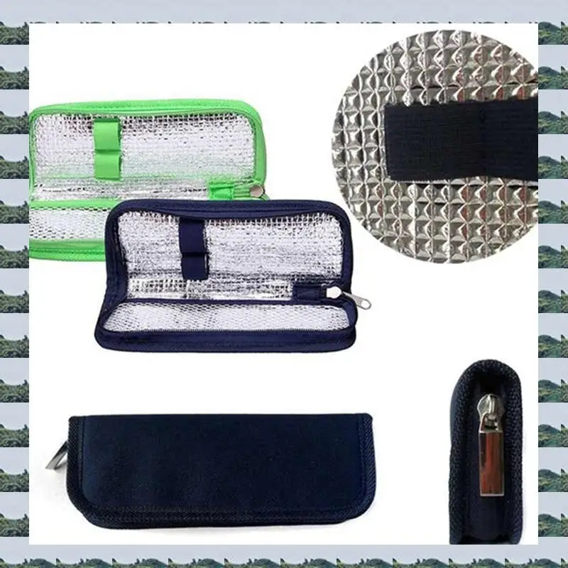 

ABQR 5X Insulin Cooler Travel Case Diabetic Medication Organizer Cooler Bag Navy Blue