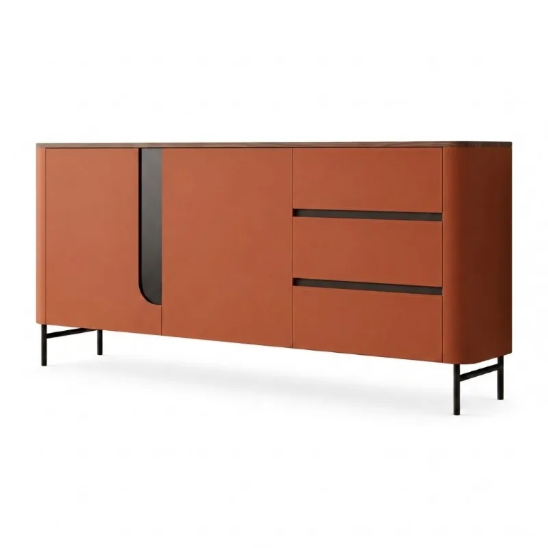 Italian minimalist walnut side cabinet, restaurant double door three pump locker