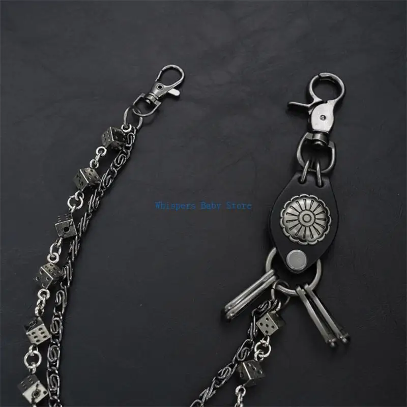 

U90E Gothic Dices Link Jean Chain for Men and Women Punk Rocker Biker Styles