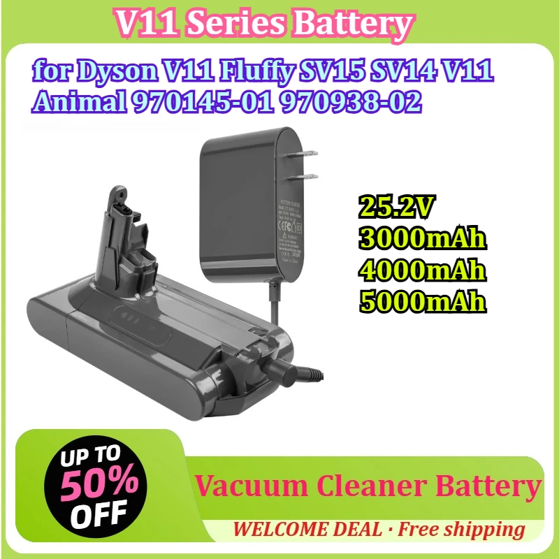 [V11 Series Battery] for Dyson V11 Fluffy SV15 SV14 V11 Animal 970145-01 970938-02 25.2V 5000mAh Vacuum Cleaner Battery