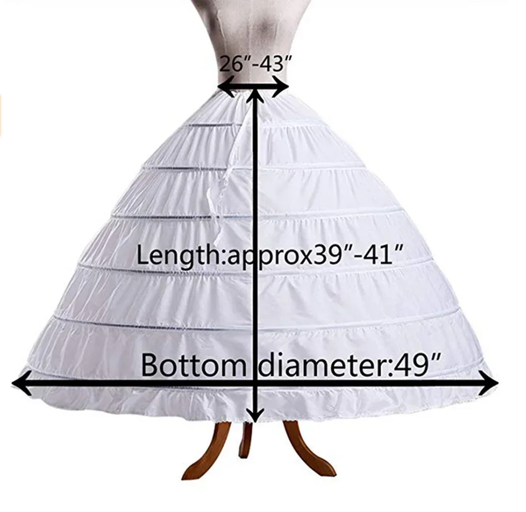 ثوب نسائي الزفاف كرينولين 6 هوب المرأة تنورة بيضاء طويلة الكرة ثوب تحتية