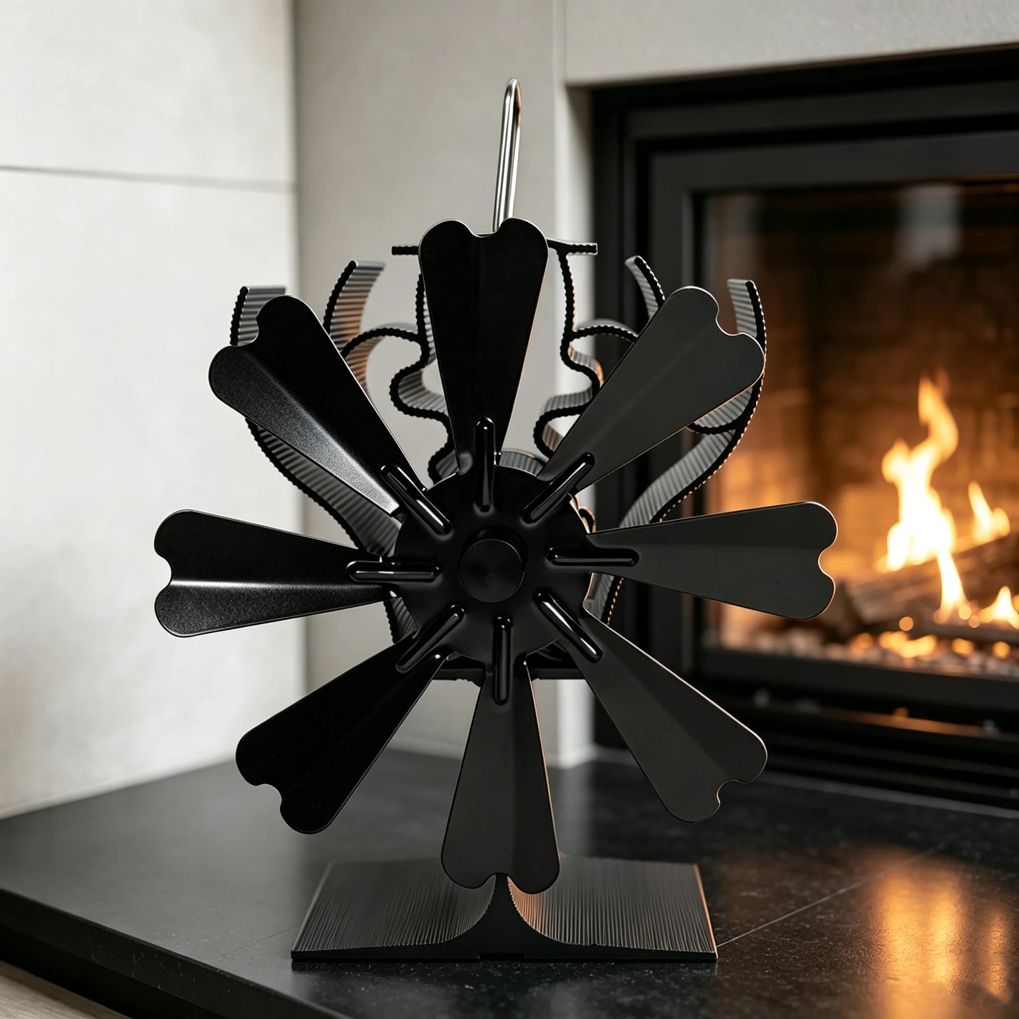 Eco Friendly Heat Powered Stove Fan 8 Blades - Silent Operation for House Efficient Winter Heating and Warm Air Circulation