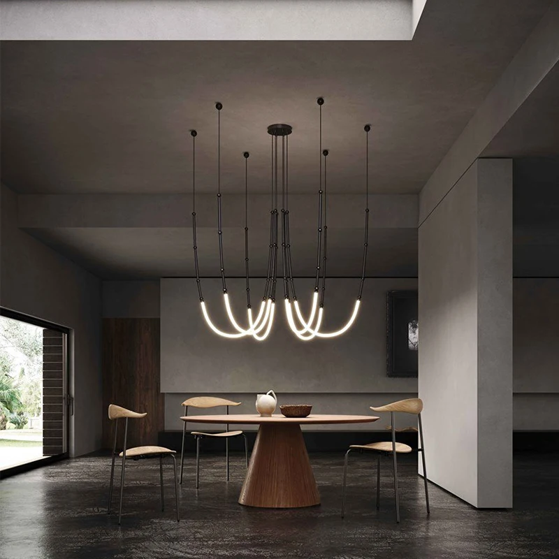 Italian new restaurant LED chandelier modern villa living room creative hanging lamp simple living room duplex floor chandelier