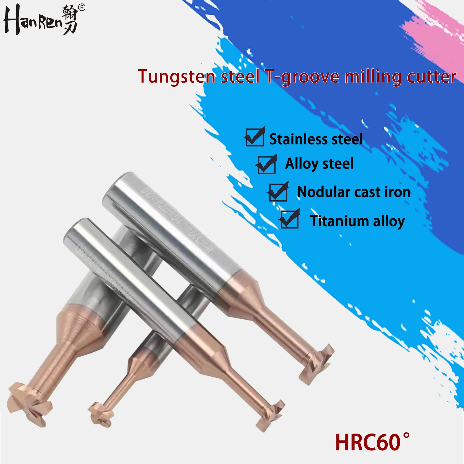 

Tungsten Steel T-groove Milling Cutter CNC Machining Center Tools Hard Metal HRC60 End Mill Coated Cutting Tool