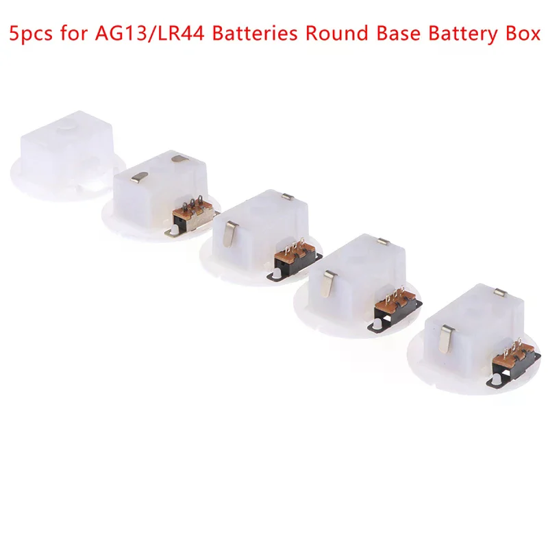 5Pcs For AG13 With Switch Round Base Battery Box Button Compartment Craft Base Battery Storage Case Battery Compartments