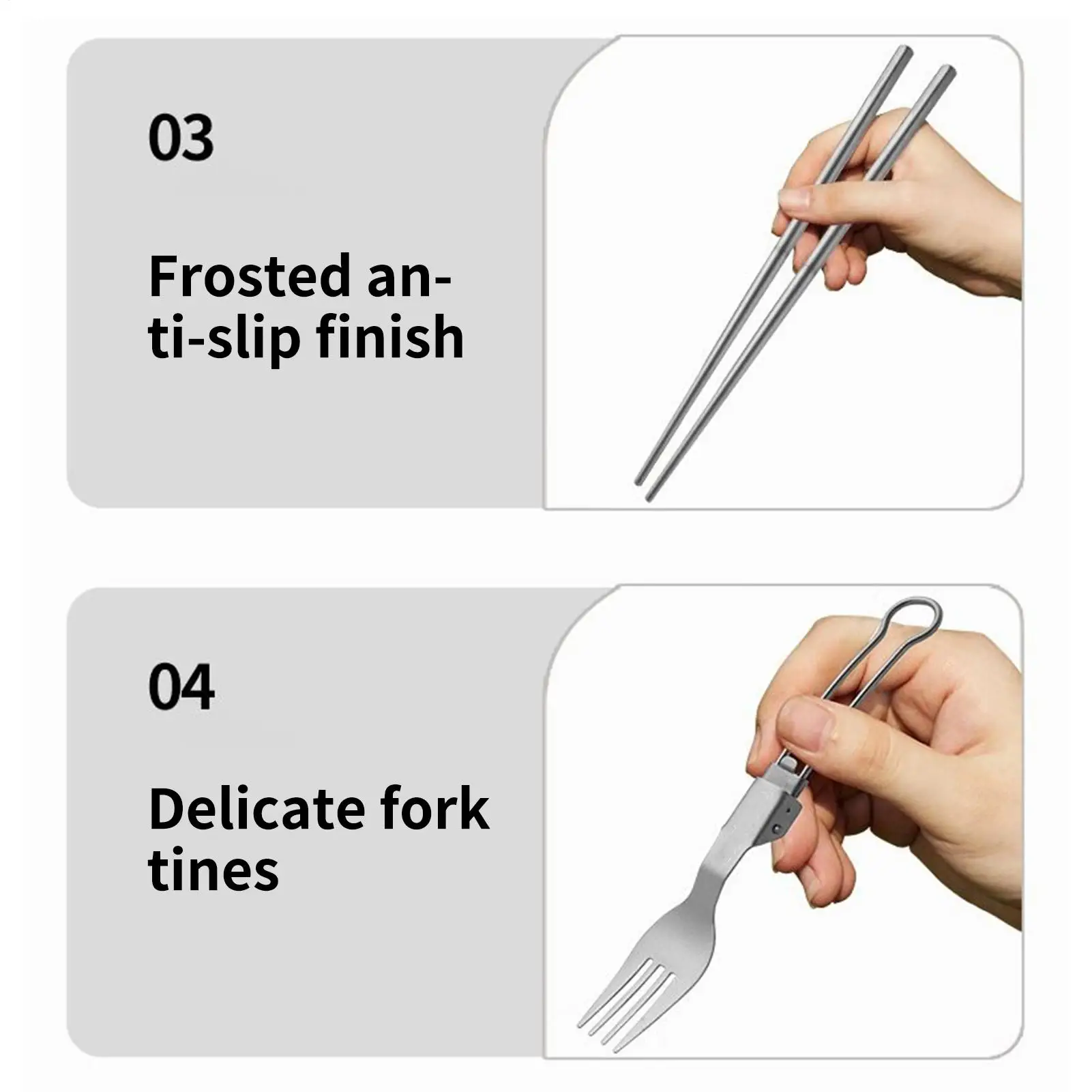 4PCS/Set Portable Outdoor Camping Picnic Foldable Stainless Steel Cutlery Set Spoon Fork Chopsticks Tableware Outdoor Travel view 5
