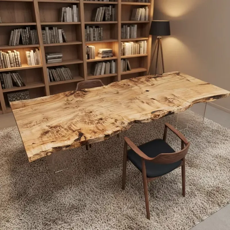 2026 Hot Sale Modern Style Log Side Table Solid Wood Dining Table Heavy Duty Furniture Kitchen/Living/Dining Room 2.5m