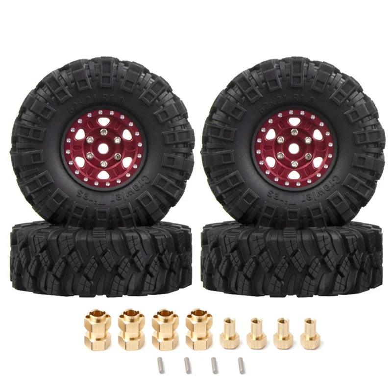 4Pcs 62X21mm 1.0 Inch Metal Beadlock Wheel Rim Tire Set for 1/18 1/24 RC Crawler Car Axial SCX24 AX24 TRX4M FCX24,1