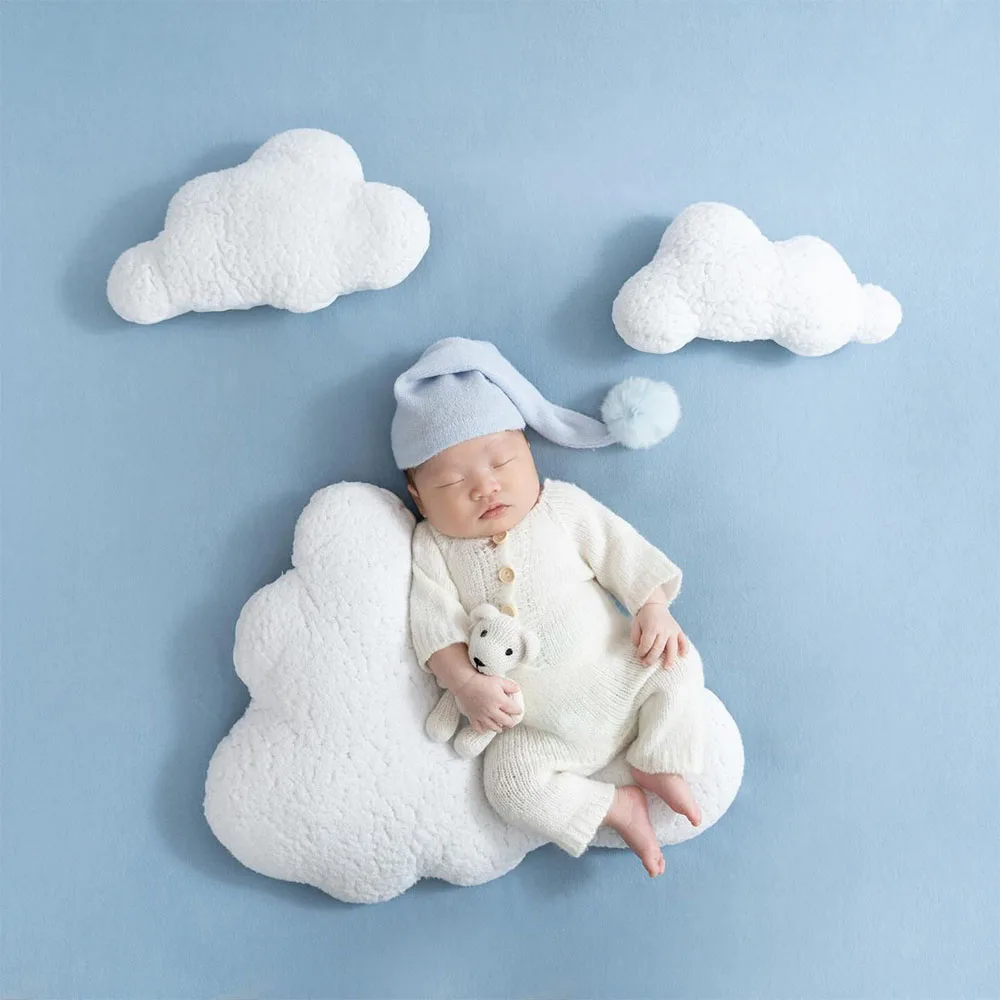 Soft Cloud Shape Newborn Photography Props Pose Pillow Set, Unicorn Styling Posing Guide For Baby Studio Photo Shoot Accessories