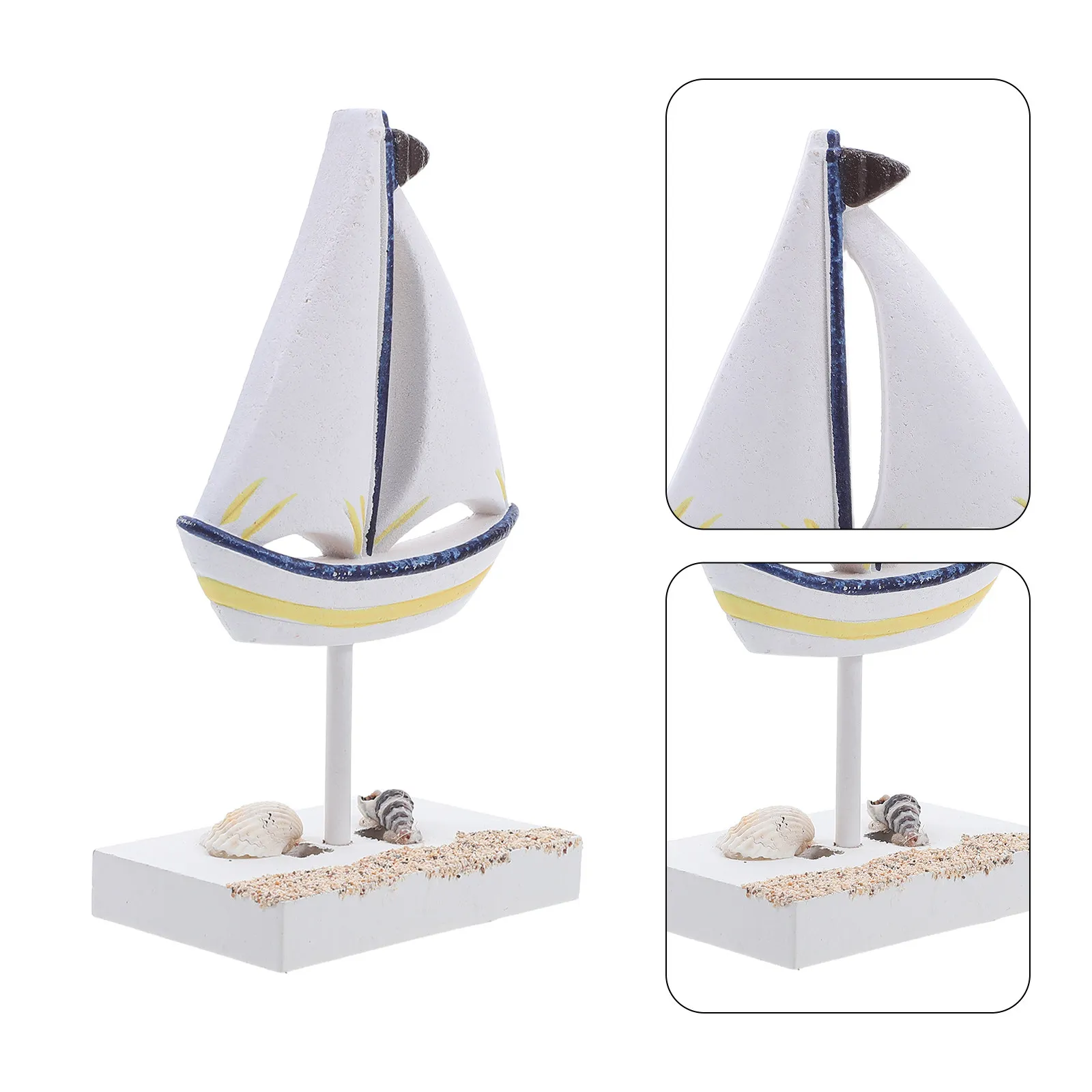 

2 шт. миниатюрных деревянных парусников в средиземноморском морском стиле, украшение для гостиной, офиса, пляжного дома, настольной полки, каминной полки