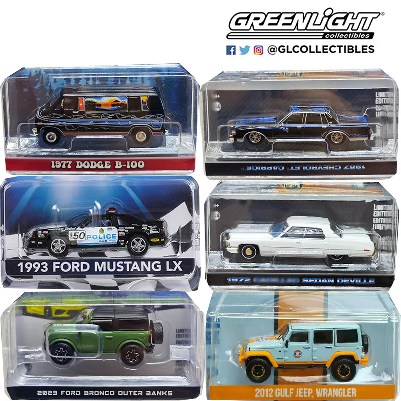 

Greenlight 1/64 Proportion New Style Ford Mustang LX Dodge B-100 Series Diecast Model Alloy Car Child Christmas Gift