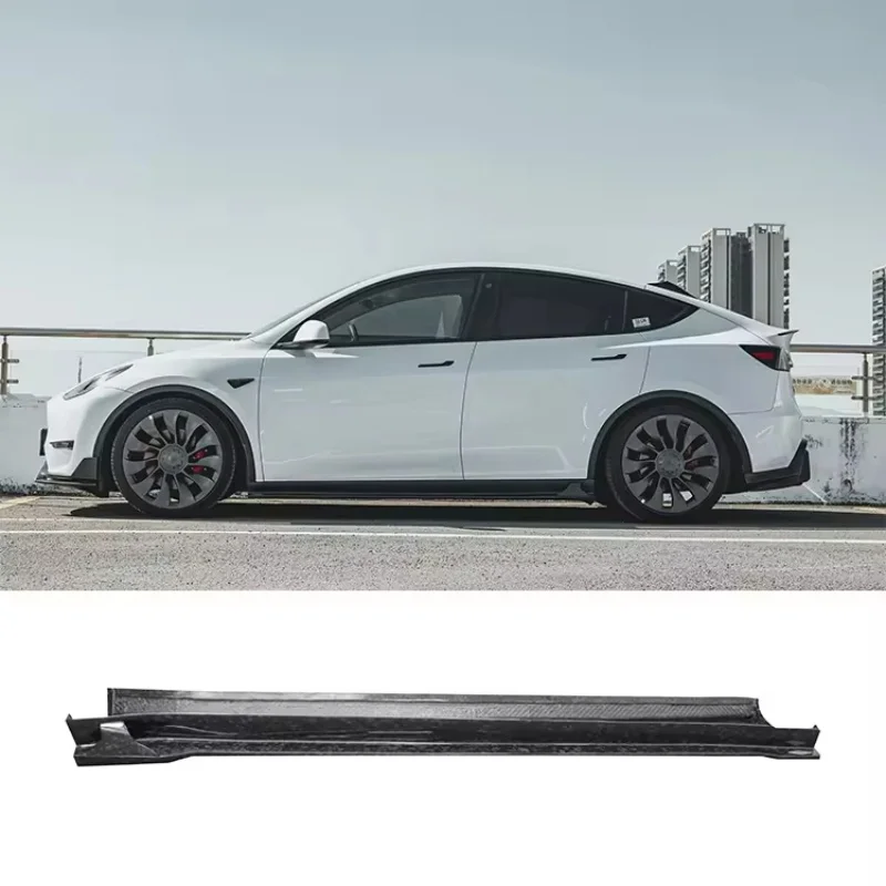 Hot Sale Glossy Black Carbon Fiber Side Skirt (Set of 2) In Pre-Preg Gloss Carbon Fiber Fit For Tesla Model Y