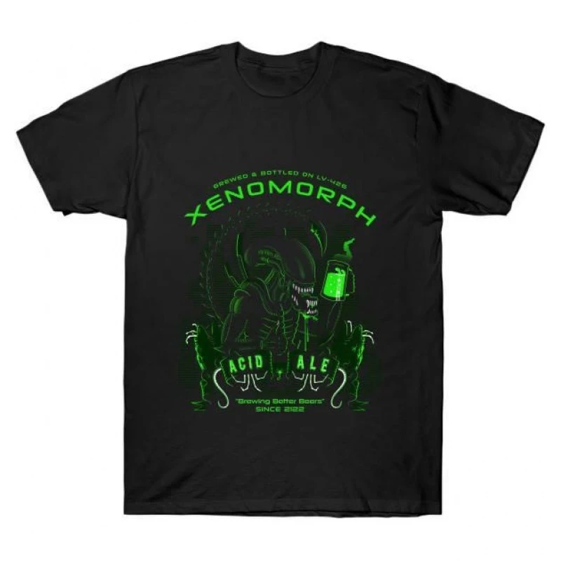 

0410 Sci-Fic Alien Gift T-Shirt Weyland Horror movie Xenomorp 100% cotton Short Sleeve Graphic clothes All size tops S-6XL