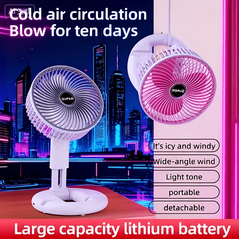 Three-speed Adjustable Mini Fan USB Rechargeable,U-shaped Base, Gentle Breeze for Sleep, Strong Wind for Bedroom, Office Kitchen