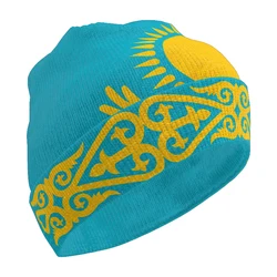 Kazakhstan Knitted Hat Free Custom Logo Name Winter Cold Pullover Russian Kaz Flag Kazakh Knit Keep Warm Caps Kz Hip Hop Beanies