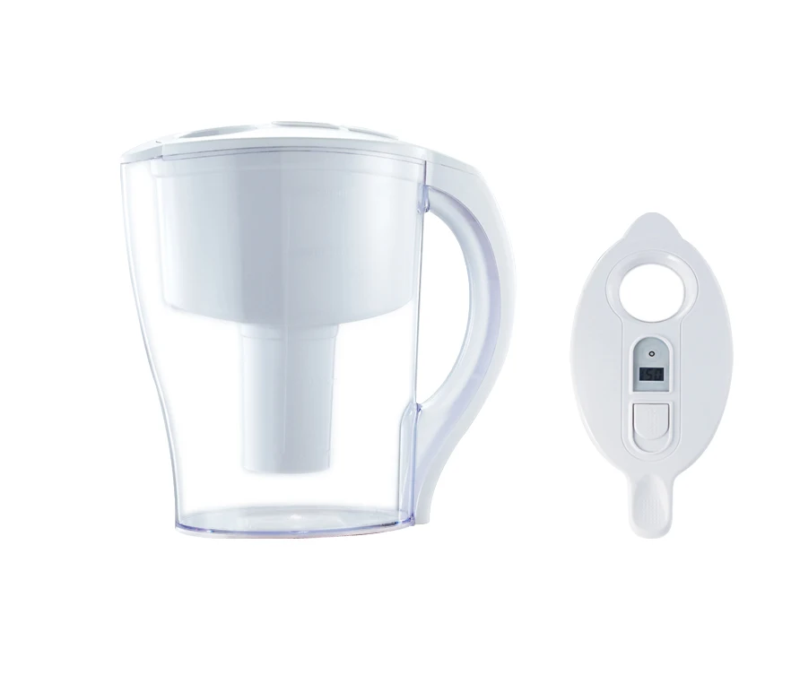 Solución de jarra de agua alcalina de 2,5 L/filtro de agua portátil/suavizante de agua con cartucho de filtro refrescante y contador de vida de filtro