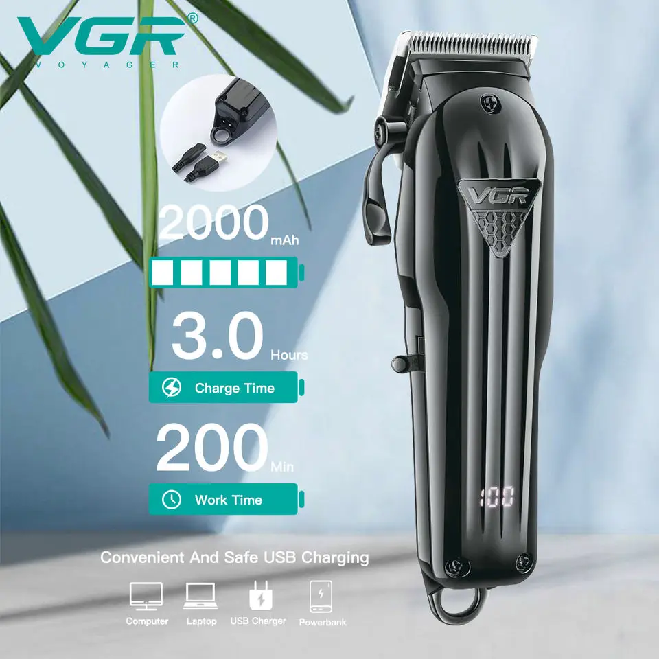 Original VGR Hair Clipper For Men Professional Hair Trimmer Kit Electric Cordless Hair Cutter barber machine Rechargeable