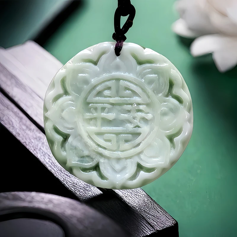 

Green Natural Real Jade Lotus Pendant Necklace Carved Jewelry Charm Amulet Accessories Gifts for Women Men Talismans Stone