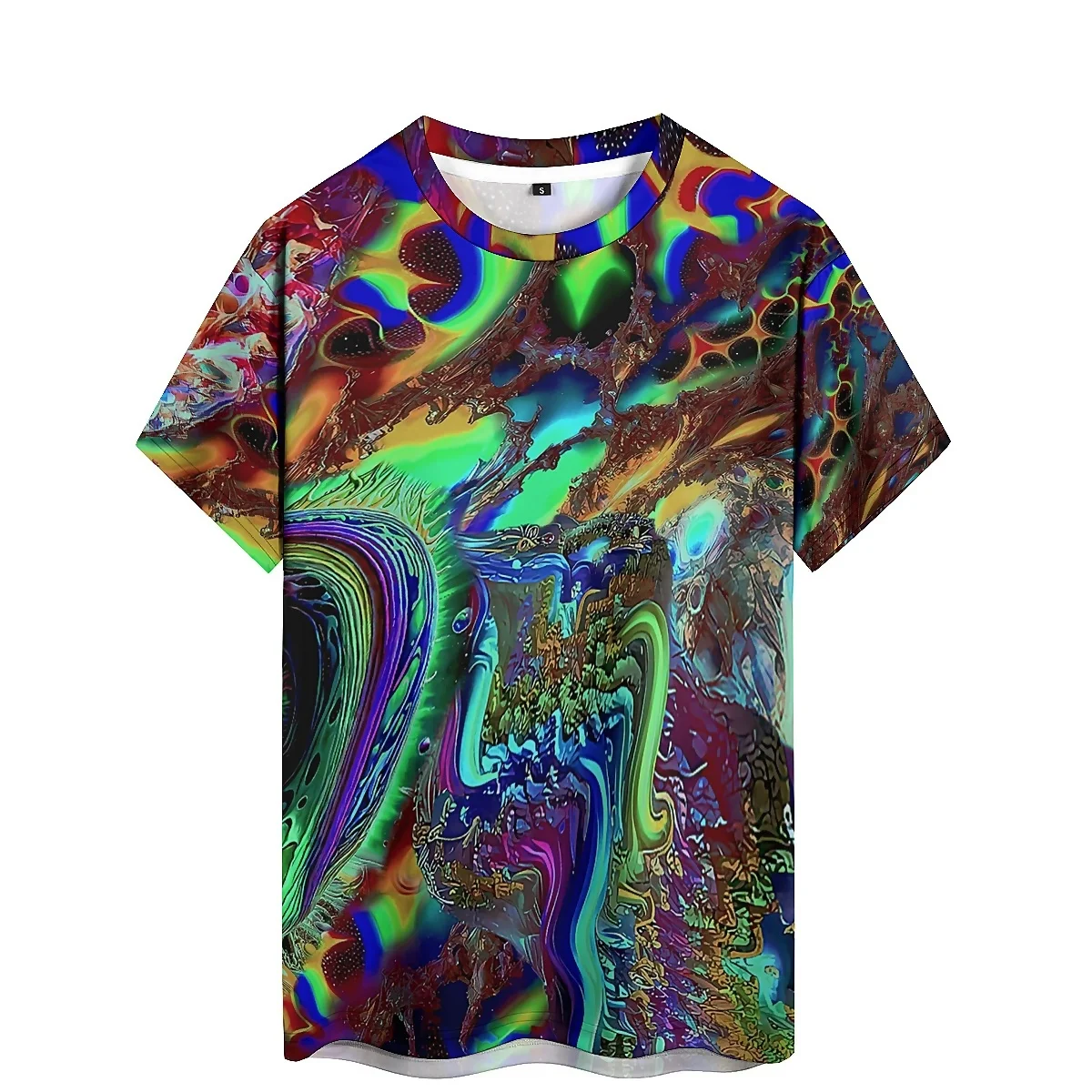 Novel Loose Fashion Artistic Men's 3D Printed Short Sleeve T-Shirt - Loose Fit