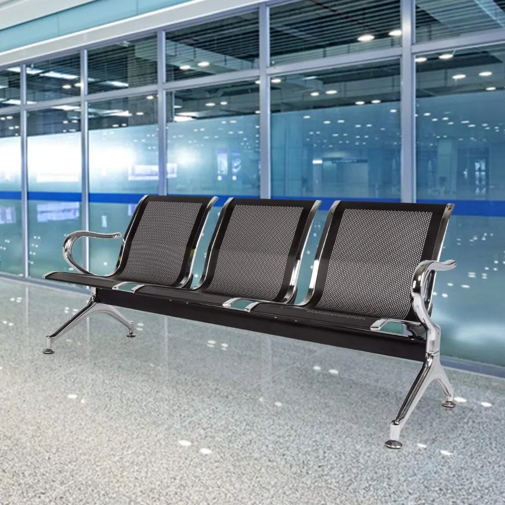 

3-Seat Waiting Room Bench with Arms Airport Reception Bench, Lobby Bench Seating Office Bench Waiting Area Chairs