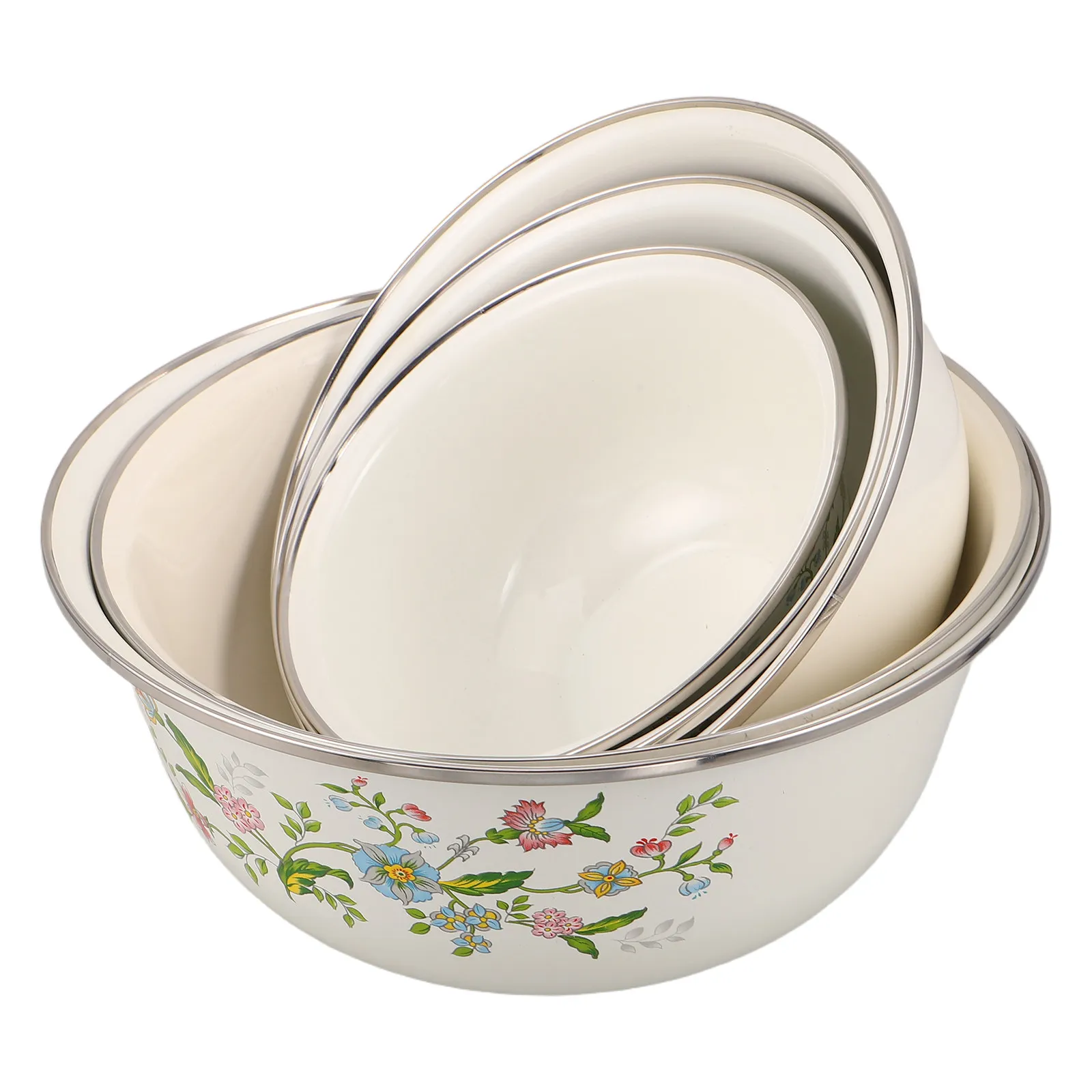 

Набор из 5 эмалированных мисок в ретро-стиле, 14, 16, 18, 20, 22 см, круглые, легкие, для свежих салатов, фруктов, для кухонной столешницы