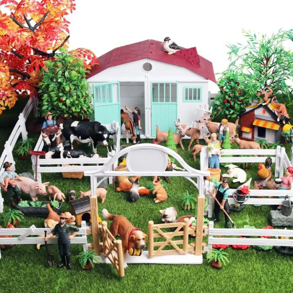 

Farm Model Plastic House Fruits Vegetables Gate Educational Playhouse Props