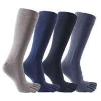Calcetines de cinco dedos de algodón peinado para hombre, calcetines largos sólidos de negocios, suaves, absorbentes del sudor, antibacterianos, para vestido de fiesta, calcetines con punta alta para caballero