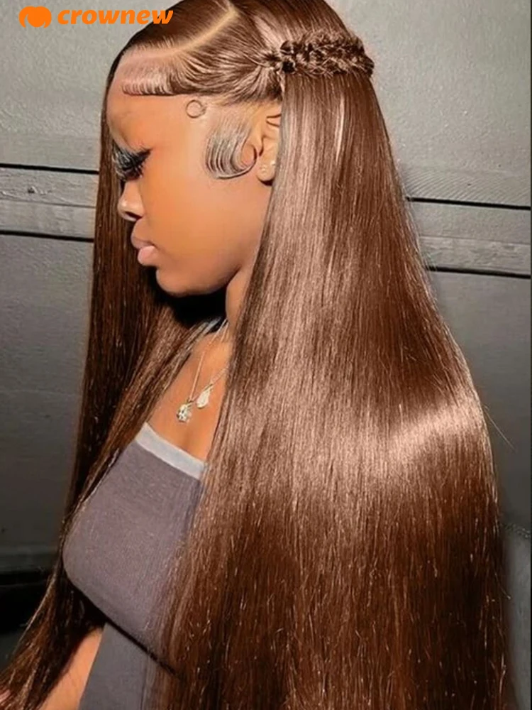 

#4 Straight Human Hair Wigs Colored Brown Human Hair Wig 13x4 13x6 HD Lace Frontal Wig 200% Chocolate Brown Human Hair Wig 34"