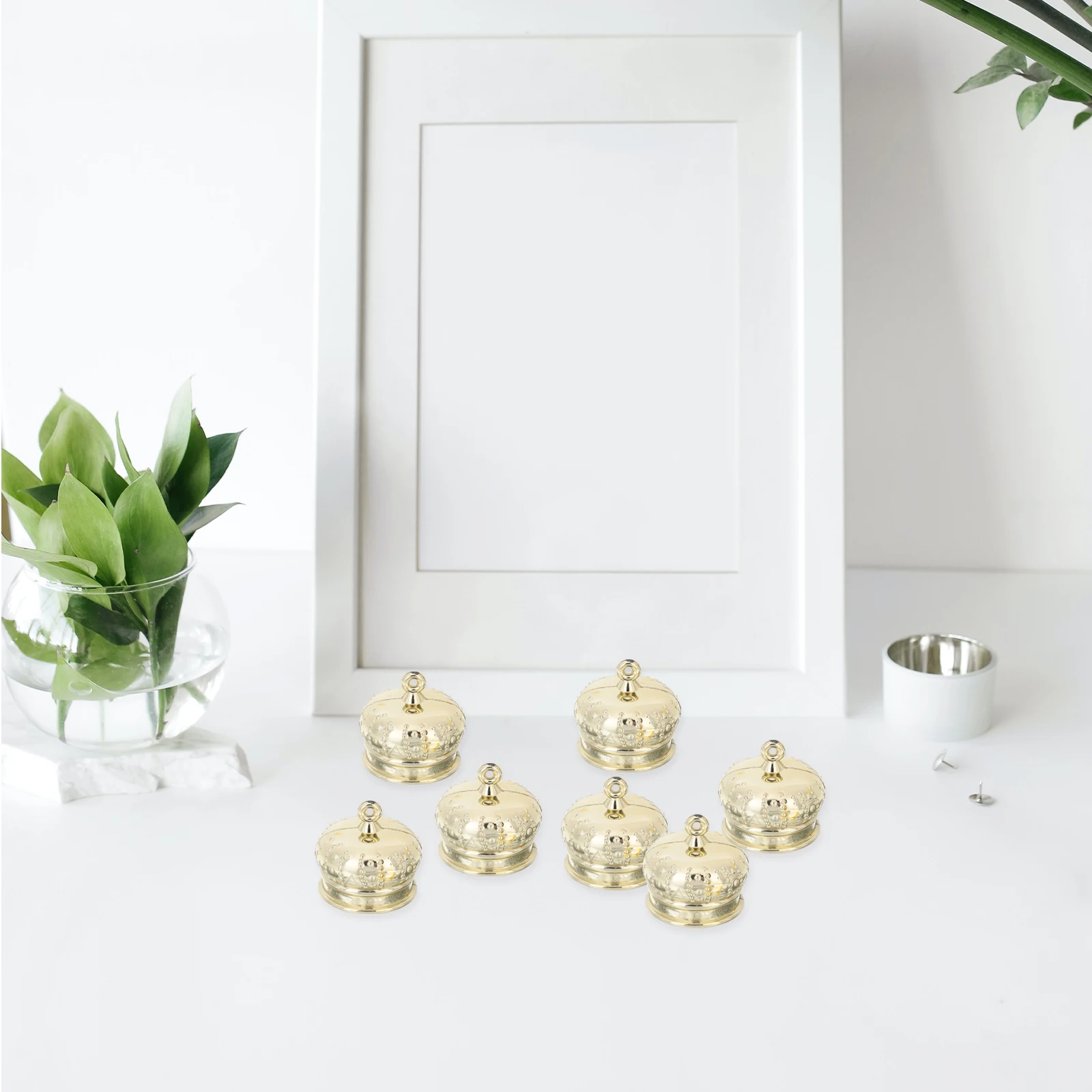 

50pcs Hanging Caps for DIY Craft Toy Accessories Golden Silver Plastic Christmas Ornament Ball Hanger Pendant Materials Jewelry