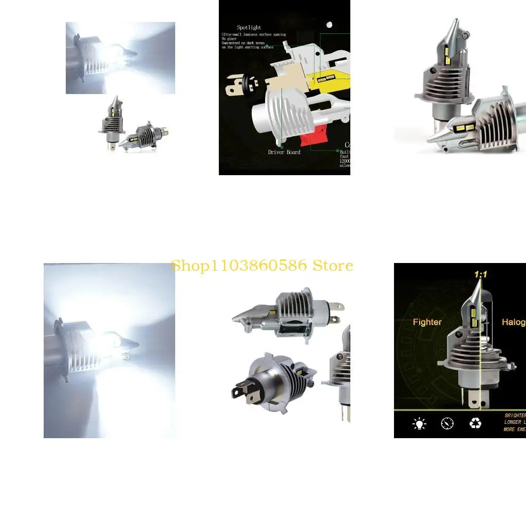 

242A 2PCS H4 LED Motorcycle Headlight Bulb Fog Lamp 5000LM Light Conversion for Motorbike Car,2-Pack