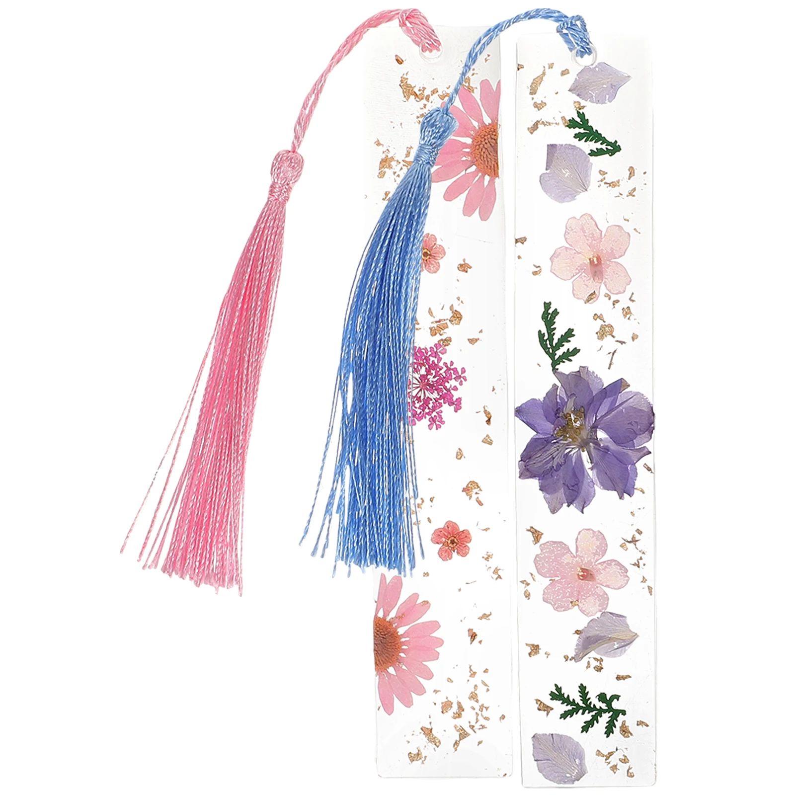 Segnalibro con fiori secchi di cancelleria da 2 pezzi Segnalibri con nappe in resina per gli amanti vintage