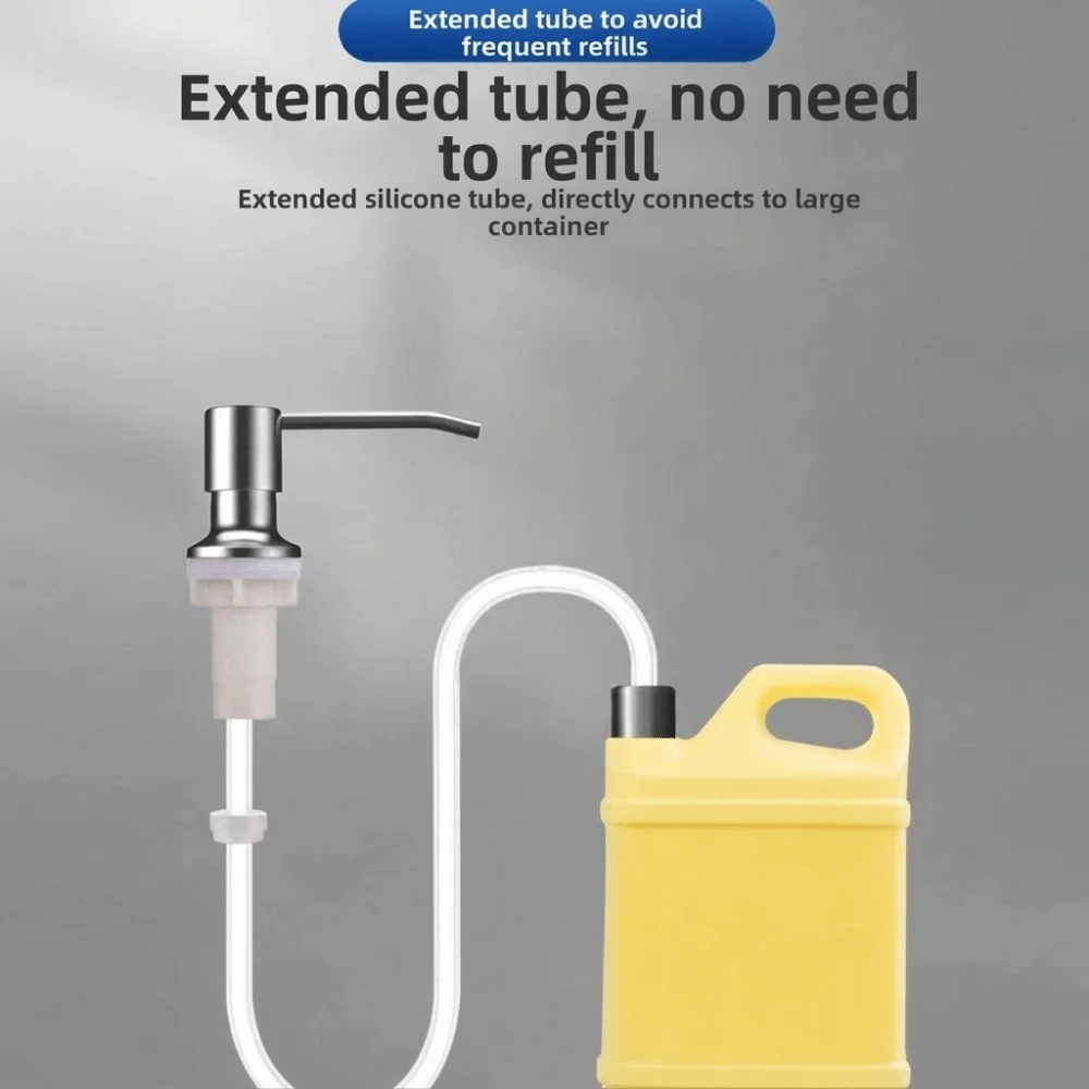 304 Stainless Steel Liquid Soap Dispenser Pump Refillable Heavy Duty Detergent Dispenser Easy Install Extension Tube