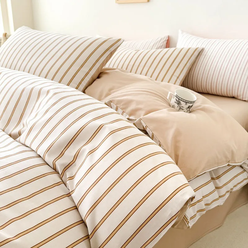 Quilt cover pure cotton simple and fashionable four-piece set dormitory three-piece set