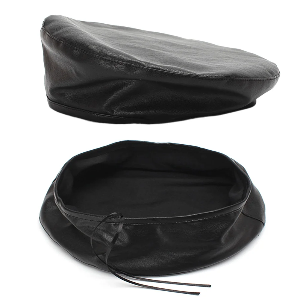 

Womens Black Faux Beret Beanie Hat Military Adjustable Stylish Warm Fashion Accessory Casual Everyday Wear
